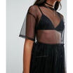 Fashion Women Black Gauze Mesh Midi Dress Sheer Maxi Dress Tulle Lace Long Dress