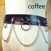 Canis Punk Leather Belt Laser Metal Chain RingWaist Strap Street Dance Decor TOP