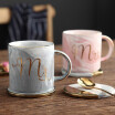 Mr&Mrs Coffee Mugs Gift for Bridal Shower Engagement Wedding&Married Couples Anniversary Ceramic Marble Cups 14 oz