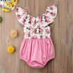 Pretty Newborn Infant Baby Girl Floral Lotus Collar Romper Clothes Bodysuit Set