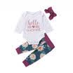 Toddler Infant Baby Girl Tops Romper Flower Pants Leggings 3Pcs Outfits Clothes