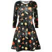Womens Long Sleeve Halloween Style Mini Dress Ladies Party Holiday Skater Dress