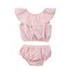 2Pcs Newborn Baby Girls Tops T-shirt Ruffle Shorts Briefs Outfits Clothes Summer