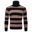 AOWOFS new mens high lapel pullover slim sweater foreign trade striped knit bottoming shirt YM008