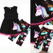 Baby Girl Unicorn T-shirt Vest Top DressPants Leggings Kids Clothes Outfits Set