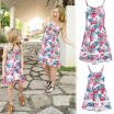 Family Clothes Lady Mother Daughter Matching Summer Girl Flamingos Dress Outfit