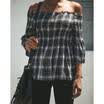 Womens Off Shoulder Shirt Autumn Top Blouse 34 Sleeve Shirt Casual Cotton Tops