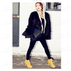 6 color large size womens black fluffy imitation fur coat jacket white fake leather coat womens winter warm jacket womens jacke