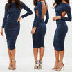 New Lady Womens Bodycon Bandage Long Sleeve Evening Party Cocktail Midi Dress