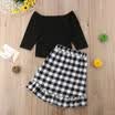 Toddler Kid Baby Girl Tops Dress T-shirtShort Dress Outfit Set Clothes 2pcs Set