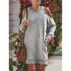 Fashion Now Ladies Plus Size Cold Shoulder Gray Women Fall Shift Kaftan Dress