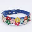 Flower Studded Puppy Pet Dog Collar PU Leather Buckle Cat Neck Strap Adjustable