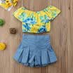 2PCS Kids Baby Girl Floral Ruffled Tops T-shirtShorts Outfit Set Clothes 0-5Y