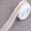 2m 25mm Width DIY Handmade Lace Linen Roll Elegant White Lace Ribbon Twine Linen Tape for Art Craft Gift Packaging Wedding Birthda