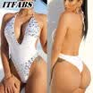 Women Sexy Bikini Crystal Bandage Push-Up Swimwear Bathing One Piece Swimsuit