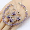 Purple Semi-precious 925 Silver Jewelry Sets For Women Birthday Earrings Bracelet Rings Necklace Pendant