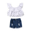 Newborn Baby Kids Girl Clothes Off Shoulder T Shirt TopsDenim Pants Outfits Set