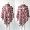 Women Cape Sweater Shawl Ladies Striped Knitted Poncho Jumper Wrap Polo Cowl New