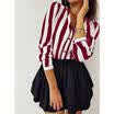 Womens Long Sleeve V Neck Stripe T-Shirt Ladies Summer Casual Shirts Tops Blouse
