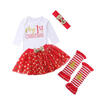 AU Newborn Baby Girl Xmas Sequins RomperDot DressLeg Warmers 5Pcs Outfits Set