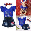 3pcs Newborn Baby Girl Romper Tops Jumpsuit Pants Headband Outfit Clothes Set