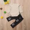 2Pcs Infant Kids Baby Boy Long Sleeve Romper Pants Outfits Gray Playsuit Clothes