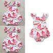 Toddler Baby Girl Kids Watermelon Romper Jumpsuit Bodysuit Flying Sleeves Dress