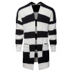 AOWOFS Cardigan Jacket Mens European&American Tide Long Black&White Stripe Sweater Sweater YM018