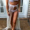 Womens Glitter Crochet Lace Swimwear Summer Beach Dress Bikini Cover Up Dress E