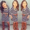 Princess Baby Girls Dress Kids Striped Party Dresses Long Sleeve Casual Clothes