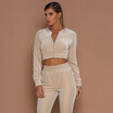Fashion long-sleeved Hoodies suit female autumn&winter new warm gold velvet zipper two-piece set sports trousers pencil pant