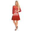 Christmas Day Womens Dress Autumn&Winter Long Sleeve Cartoon Print Midi Skirt