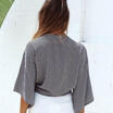 Women Summer Off Shoulder Crop Top Long Sleeve Casual Loose Shirt Fashion Blouse