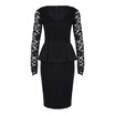 Sexy V Neck Long Sleeve See-through Lace Spliced Bodycon Women Dress