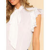Fashion Women Sleeveless Chiffon Loose Ruffle Tops Blouse OL Work Tops Shirt