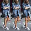 US Womens Hole Patch Denim Ripped Jeans Distressed Denim Jacket Coat Outwear