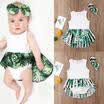 Newborn Infant Baby Kid Girls Sleeveless Romper Dress Clothes Outfits Leaves Set