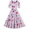 Vintage Sweetheart Neck Floral Pattern Skater Dress