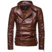AOWOFS winter new European&American style mens locomotive multi-zip leather jacket large size leather jacket B030