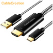 CABLE CREATION CD0626 type-c turn hdmi line converter cable with USB power supply 183 meters usb c turn hdmi with the screen to eat chicken artifact aluminum shell cotton net