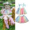 Infant Toddler Kids Baby Girl Clothes Rainbow Strap Crop TopsSkirt Dress Outfit
