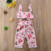 US Stock Toddler Kid Baby Girls Bow Flower Crop Tops Long Pants Outfits Clothes