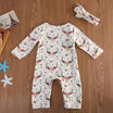 Newborn Baby Girl Printed Romper Bodysuit Jumpsuit Headband Outfit Clothes