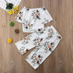 Toddler Kids Baby Girls Floral T-shirt TopsWide Leg Pants Outfits Clothes Set