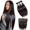 Unice Hair Icenu Series Peruvian Straight Hair 13x4 Lace Frontal Closure With 3 Bundles Human Hair