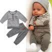 3pcs Newborn Baby Girl Outfits Cotton Romper Striped LeggingHeadband Clothes