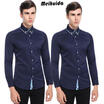 Luxury Mens Stylish Slim Fit Shirts Long Sleeve Formal Dress Casual T-shirt Tops