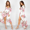 Plus Size Slit Sleeve Floral Maxi Dress Women Long Sleeve Deep V-Neck Sexy Dress