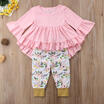 US Kids Baby Girl Ruffle Irregular Top T shirt DressFlower Pants Outfits Set