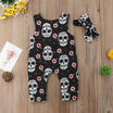 Canis 2Pcs Newborn Baby Boys Girls Skull Romper Jumpsuit Headband Outfit Clothes